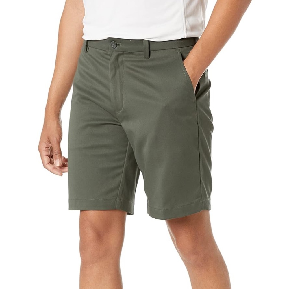 Men's Olive Amazon Essentials Slim-fit Stretch Golf Short 38